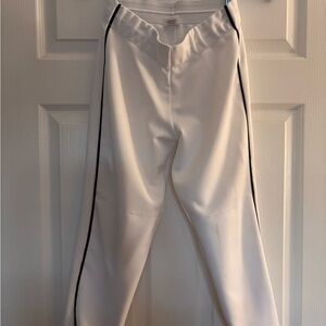 The Gluv Women’s White Athletic Pants with Black Stripes
